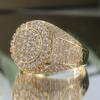 Gorgeous Wedding Engagement Golden Plated Ring for Women Fashion Sparking Design Inlaid Synthetic Zirconia Banquet Jewelry Gifts