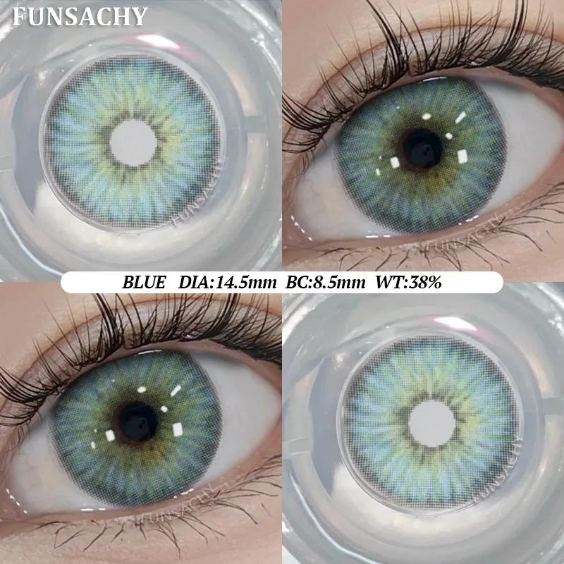 FUNSACHY Color Contacts 1Pair Natural Brown Korean Big Eye Contact Lenses for Eyes Beauty Gray Pupils Colored Soft Lens Yearly