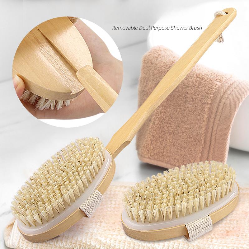 

Деревянная щетка для ванны с длинной ручкой, массажная, съемная, щетинная щетка, мягкая щетина, для растирания спины, скраб для спины, щетка для ванны Average code