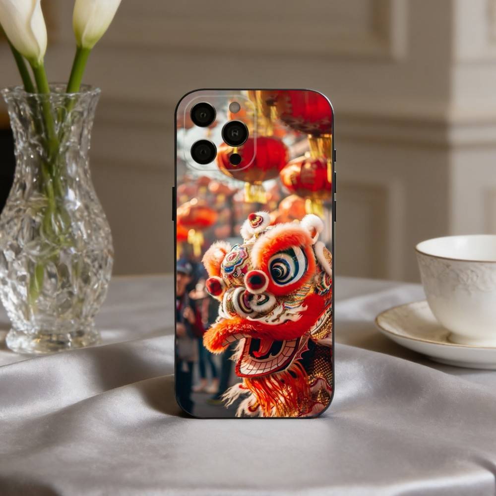 C-Chinese L-lion D-dance Phone Case For iPhone 17pro, 16,15,14,13,12,11 X XR Plus,Others Soft Black Cover