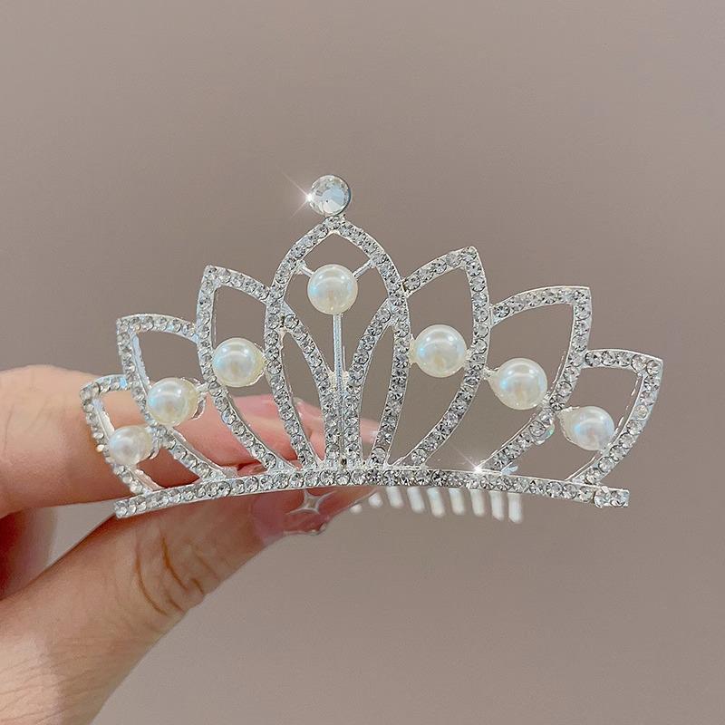 Dívčí princeznovská korunka sponka do vlasů ozdoba hlavy - Dětské vlasové doplňky na narozeniny a vystoupení