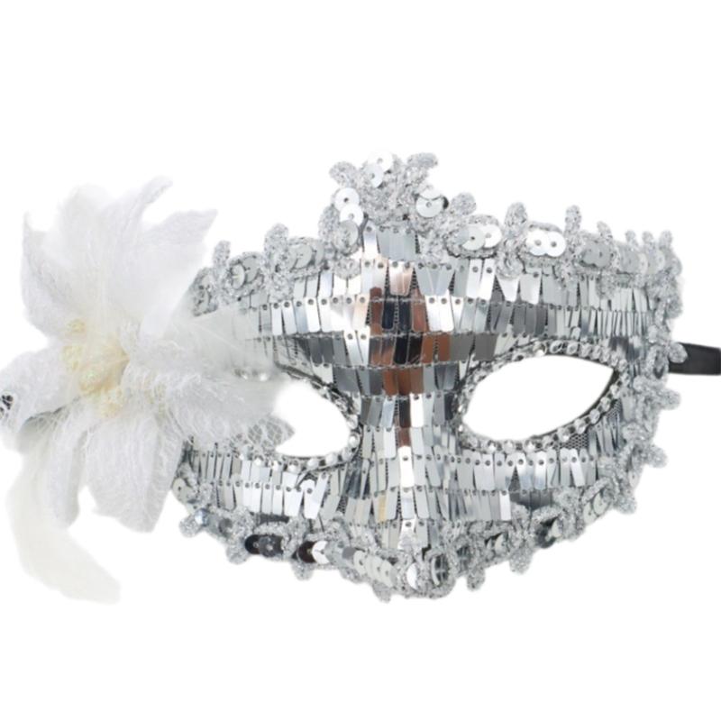 Halloween Mask,Masquerade Venetians Mask Flower Sequins Eye Mask,Half Face Masquerade Mask for Carnival Balls Dress Party