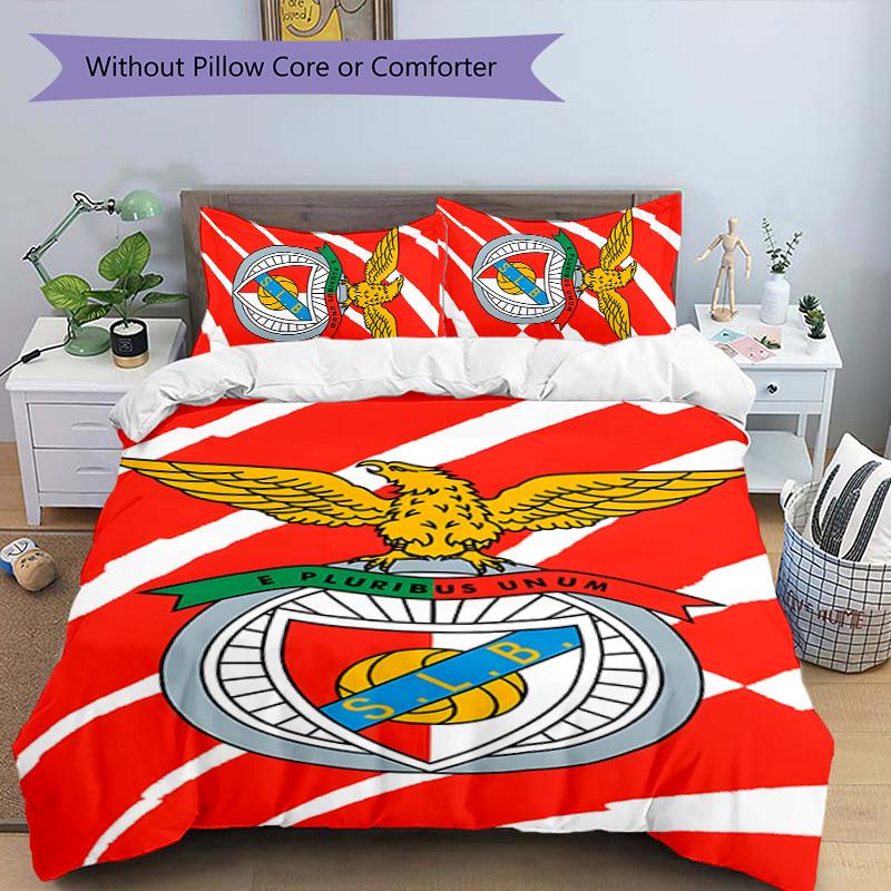 3pcs B-Benfica Design Cover Set - HD Printed Bedding with 1 Cover and 2 Pillowcases - Perfect for Home and Dorm Decor