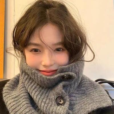 Warmer Winterschal mit Drehknopf für Damen, vielseitig kombinierbar, lässiger Halsschal zum Radfahren, Kälteschutz, warmer Strickschal aus Korea