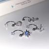 Eight-Pointed Star Water Drop Cubic Zirconia Titanium Steel U-Shaped Horseshoe Ring and Butterfly Ear Studs