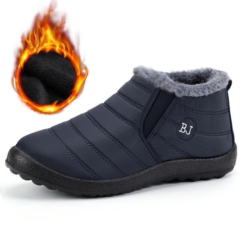 Baumwollstiefel in Übergröße für Männer und Frauen im gleichen Stil, einteilige dicke Schneestiefel mit Samt für mittelalte und ältere Menschen, warme Halbschuhe