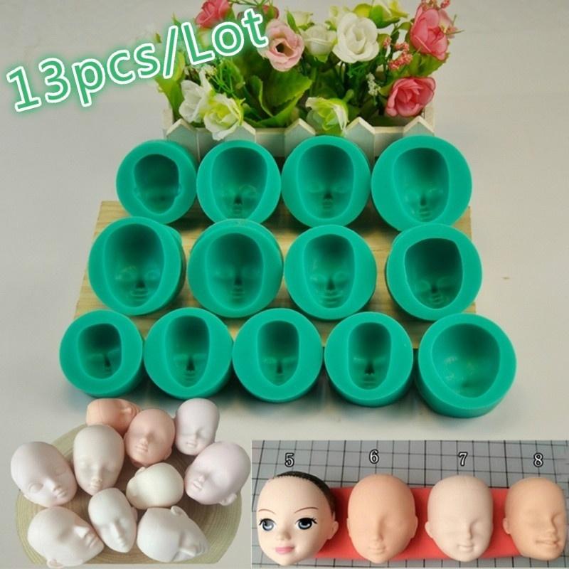 13 Pattern DIY Silicone Face Molds,3D Fondant Face Mold,Cake Decorating Tools Baking Tools For Cakes