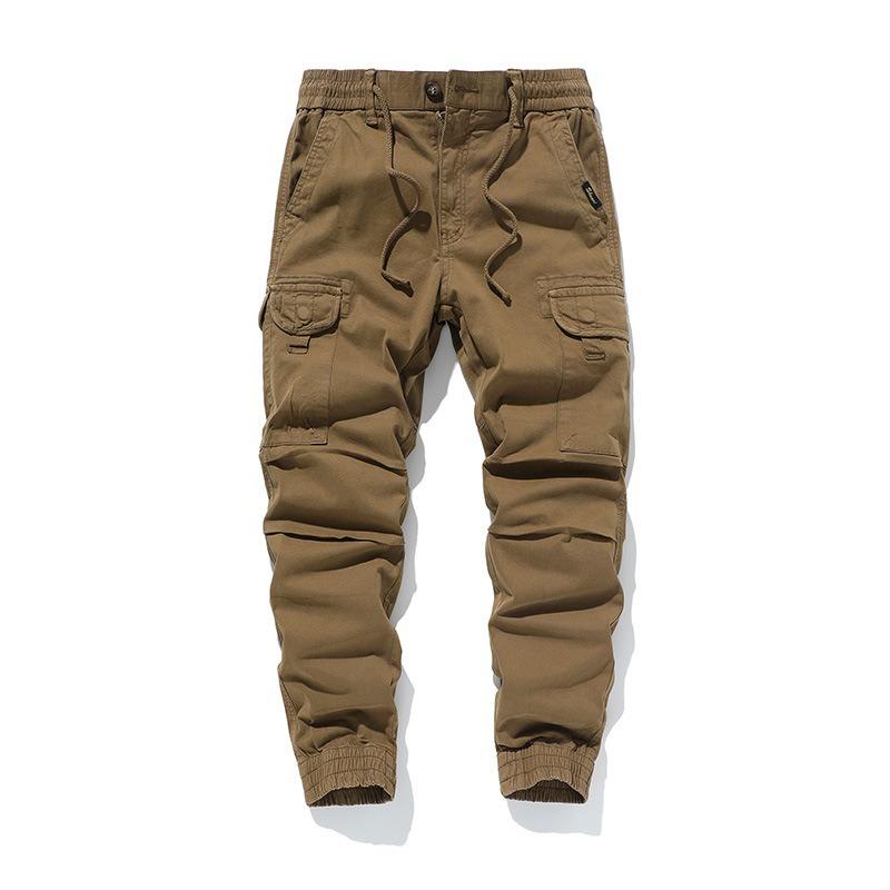 Tooling multi-bag wear-resistant solid color washed trousers four seasons men's simple and versatile leggings retro casual trousers