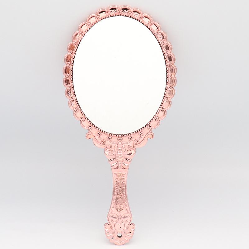 European Retro Round Handheld Makeup Mirror for Beauty Salon & Portable Use