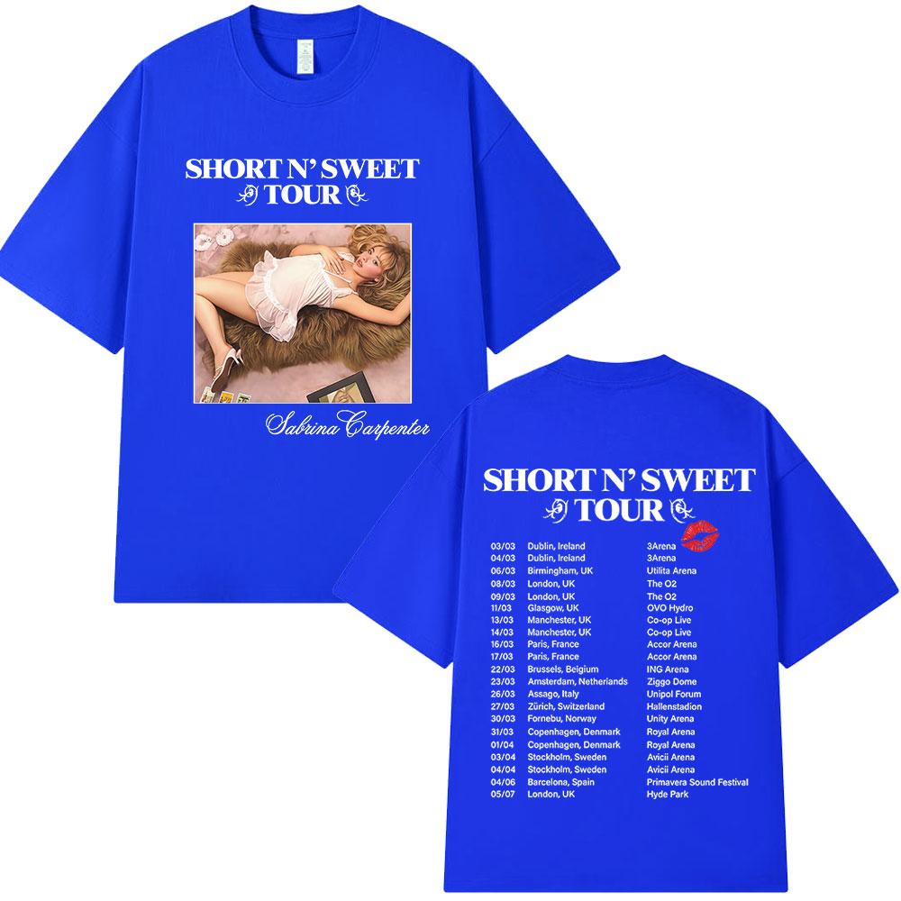 Sabrina Carpenter Short N Sweet Tour 2025 T Shirt Fans Gift Unisex Women Clothing Harajuku Aesthetic Tshirts Cotton Loose Tshirt