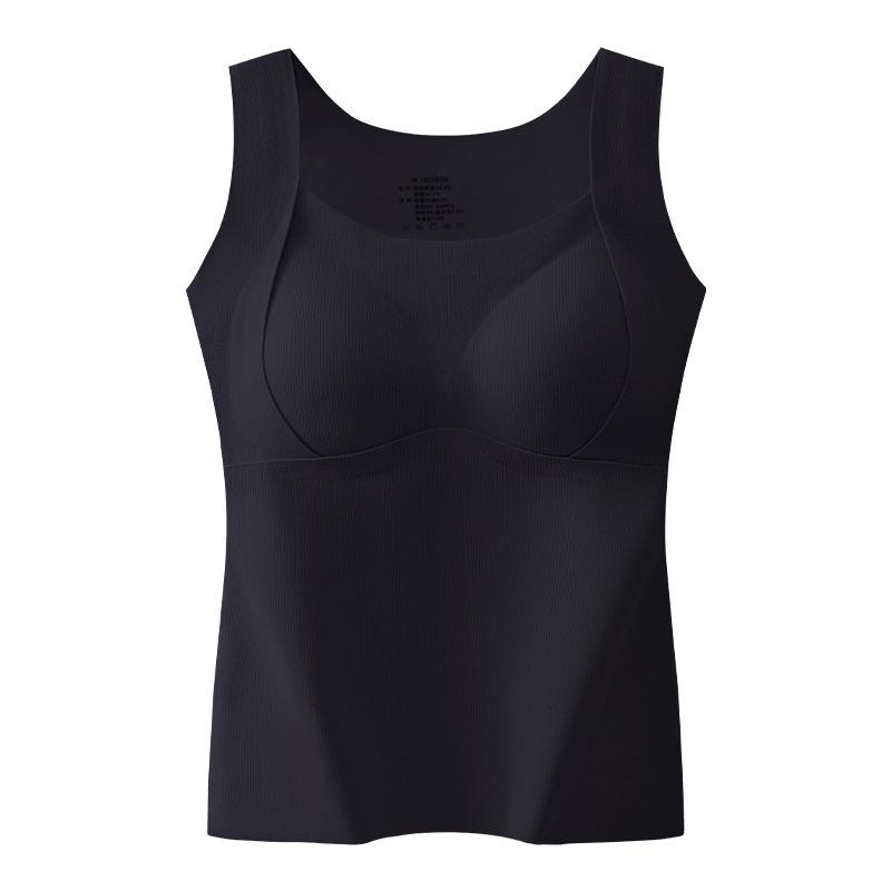 Women's Plus Size Velvet Warm Vest with Chest Pads - Autumn/Winter Cashmere Silk Base Shirt