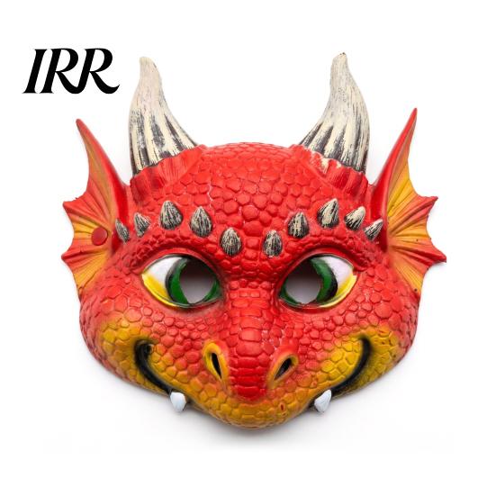 Unique Party Costume Mask 3D Cute Dragon Full Face Mask, Halloween Baby Lightweight Breathable Detailed Role Play with Realistic Scales And Horns for