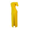 Fashion Women Sexy Slim Color Short Sleeves Off Shoulder Slit Long Dress