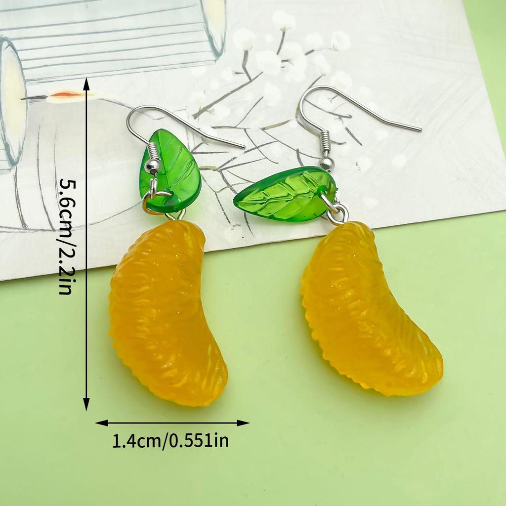 Strawberry, Orange & Blueberry Fruit Pendant Girl's Earrings - Cute Resin Children's Accessories