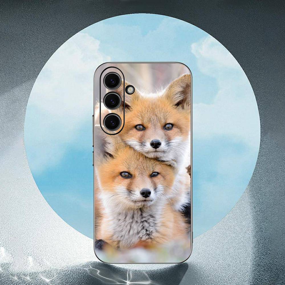 Animal Fox Luxury Black Phone Case For Samsung Galaxy S23 S24 S25 Ultra S22 Plus S21
