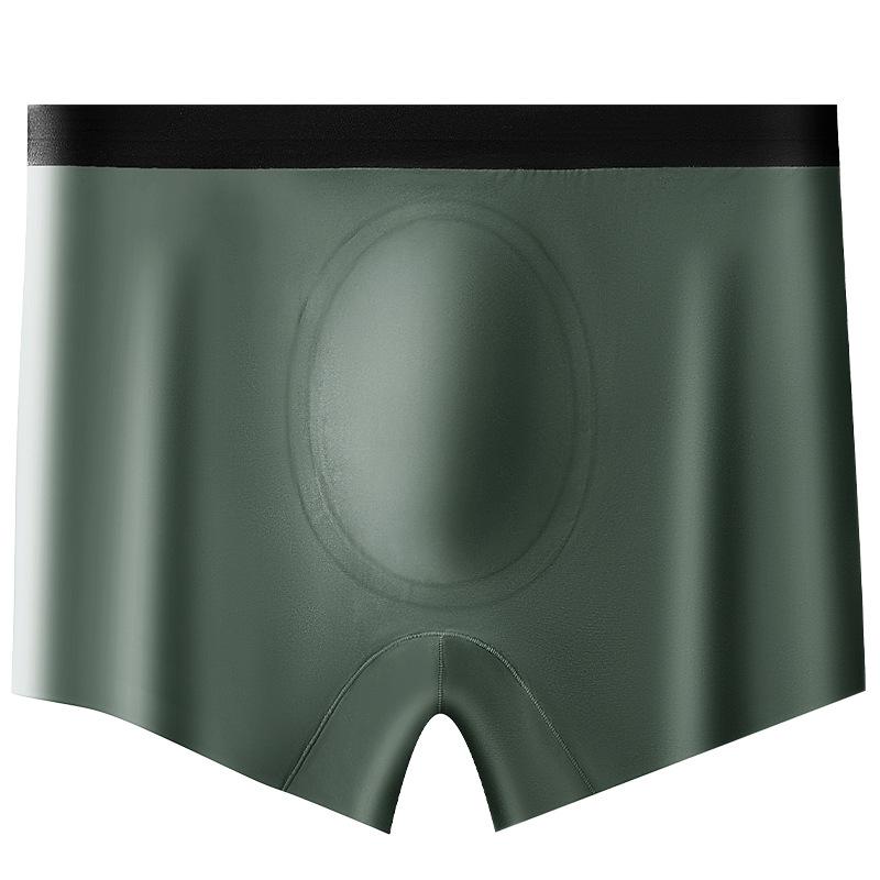 Large Size Men's Spring and Summer Thin Ice Silk Antibacterial No Trace Flat Angle Underwear
