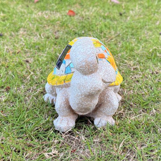 Garden Turtle Statue Turtle Sculpture with Solar Lights Outdoor Flower