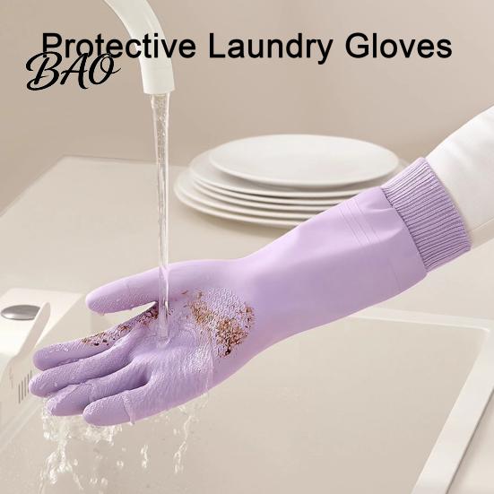 Fleece Lined Cleaning Gloves Dishwashing for Housework, Waterproof PVC Rubber Gloves, Anti-slip Protective Laundry Grip Warm Velvet Lining Kitchen And