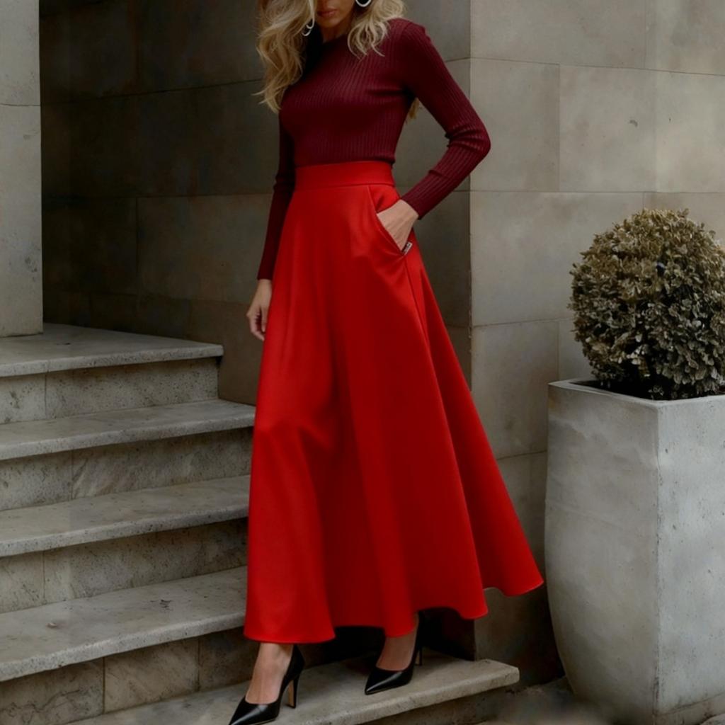 Fashionable Ladies' Casual Elegant Midi Skirt