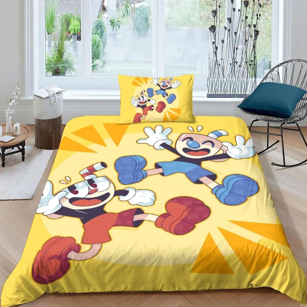 The Cuphead Show Cartoon Bedding Sets Exquisite Bed Supplies Set Duvet Cover Bed Comforter Set Bedding Set Birthday Gift