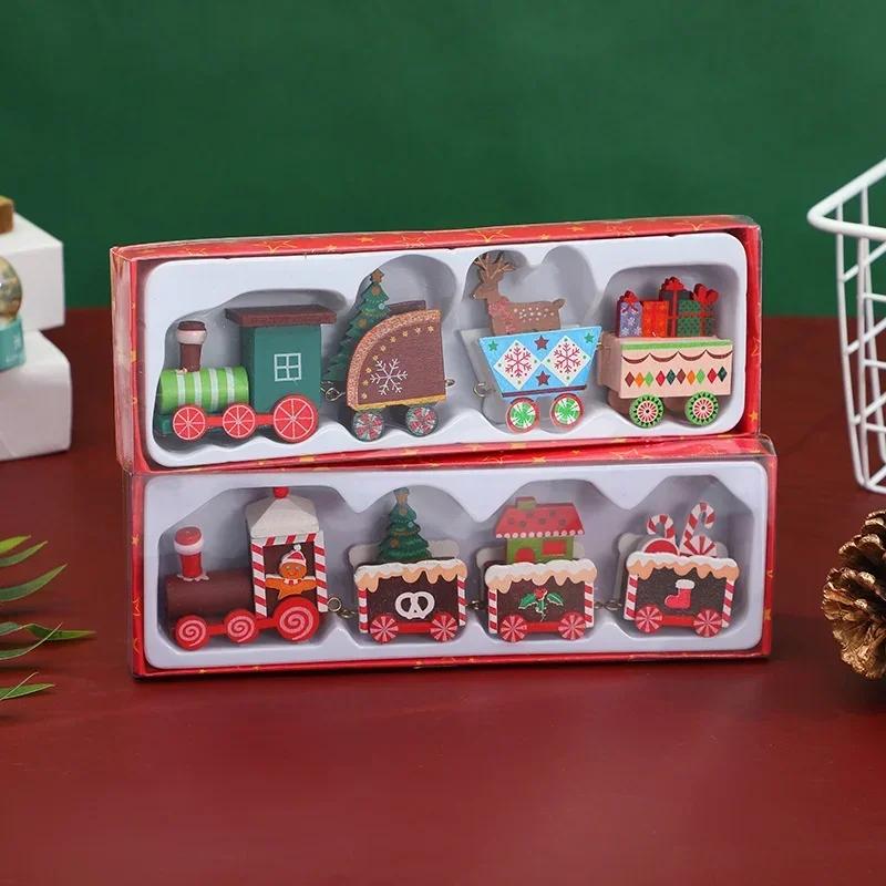 Christmas Wooden Small Train Children Kindergarten GiftTrain Desktop Decoration Ornaments Christmas Decorations Children Gifts