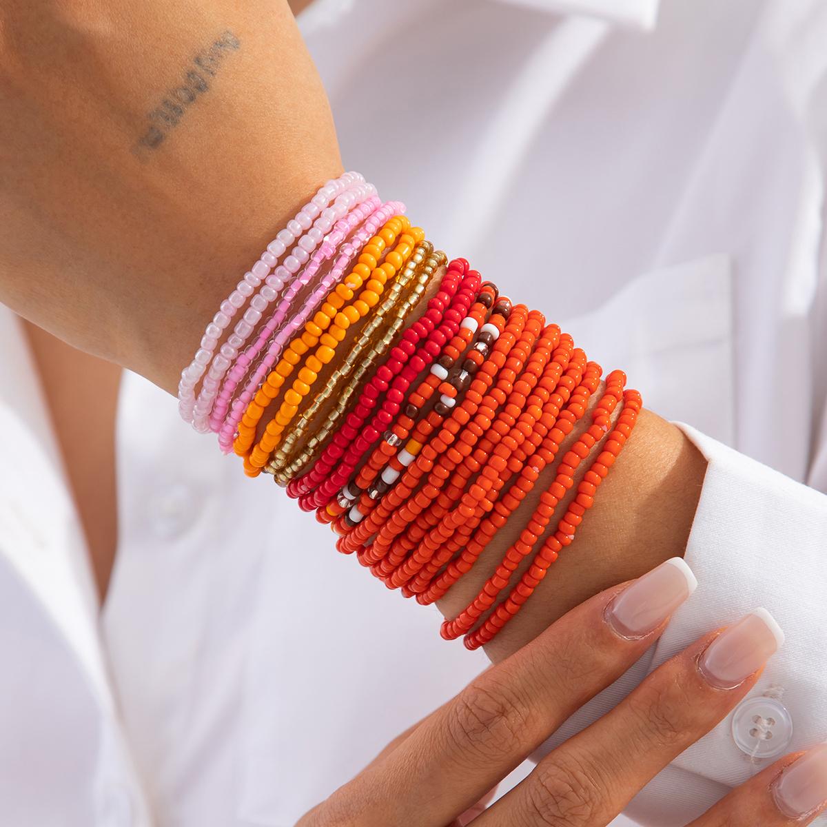 

Ingemark 20Pcs/Set Boho Colorful Seed Beads Chain Bracelets Anklet for Women Summer Beach 2026 New Fashion Y2K Kpop Jewelry Gift