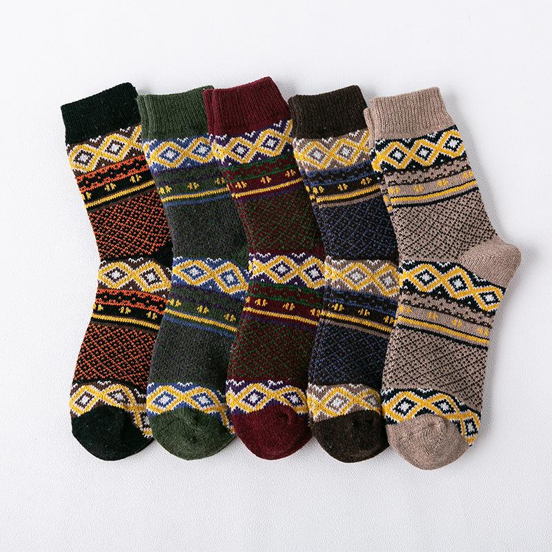 5 Pairs of Winter Socks, Women's Thickened Rabbit Wool Socks, Ethnic Wind Tube Socks, Men's and Women's Socks