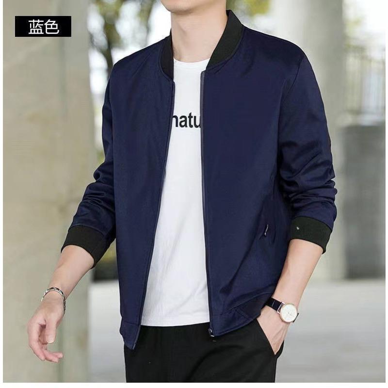 Men S Casual Baseball Jacket Spring Autumn Solid Long Sleeve Coat