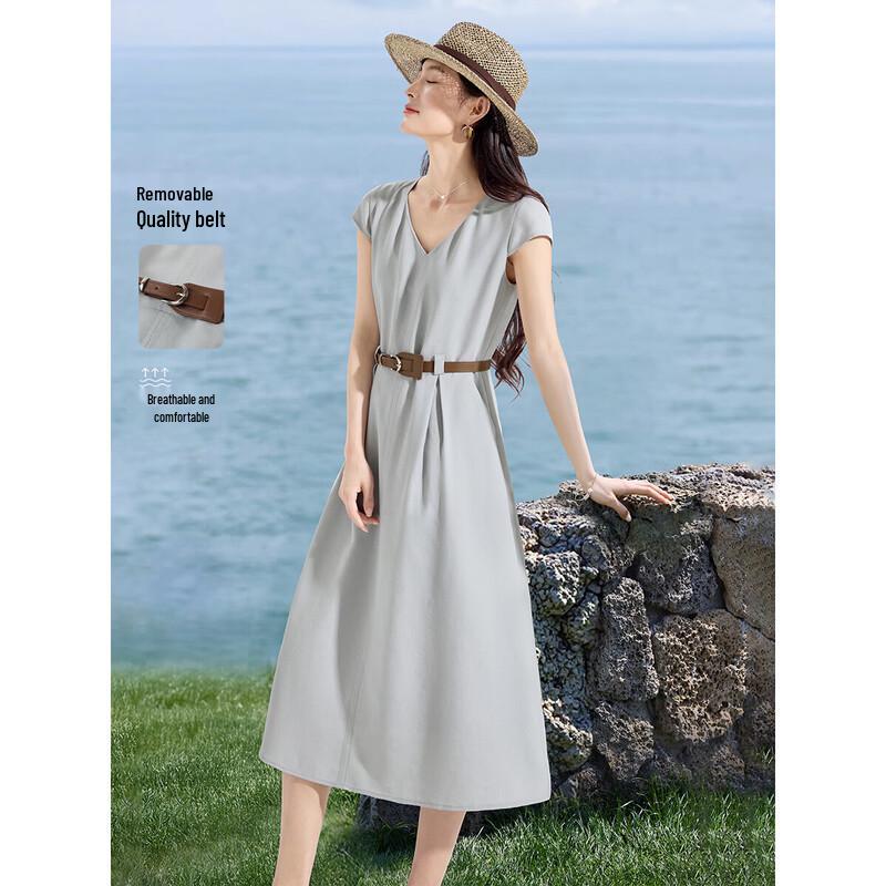 Mohan Yimei Urban Minimalist Summer Cap-Sleeve A-Line Dress M
