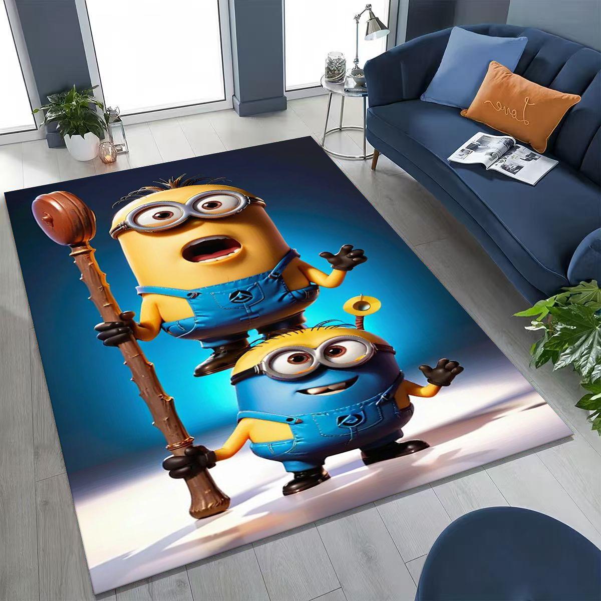 

3D Мультяшний Килимок Міньйони Гидкий Я для Спальні Вітальні Дивана Домашній Доріжка Декор, Великий Дитячий Ігровий Нековзкий Килимок для Підлоги Подарунок 100x150cm( 39x59in)