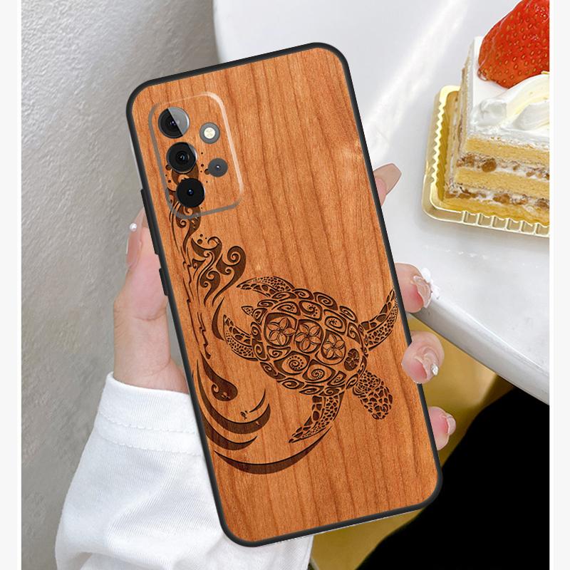 Turtle Wood Pattern Case For Samsung Galaxy A55 A35 A15 A14 A34 A54 A73 A53 A33 A23 A13 A12 A32 A52 A51 Cover