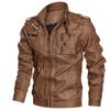 Black Youth Leather Jacket with Stand-up Collar & Side Seam Pockets