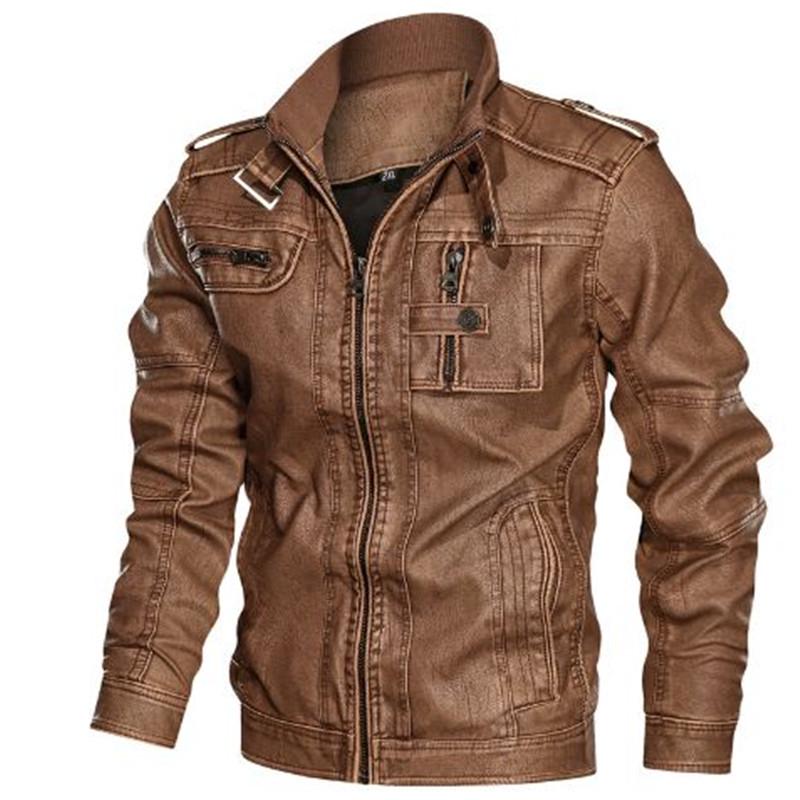 Black Youth Leather Jacket with Stand-up Collar & Side Seam Pockets