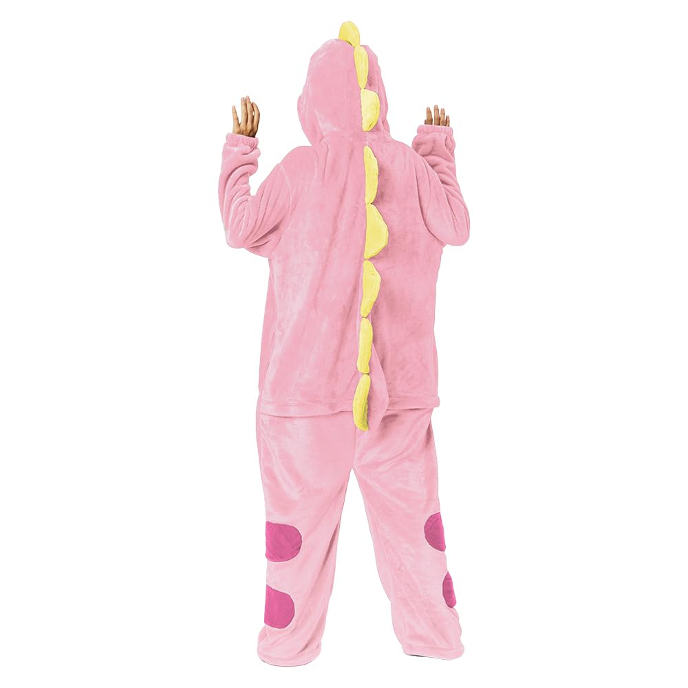 OLAOLA Dinosaur Kigurumi Pajamas for Animal Fluffy Winter Cute Loungewear for Warm and Warm for Cold Weather Flannel Material L Adults, Cosplay,
