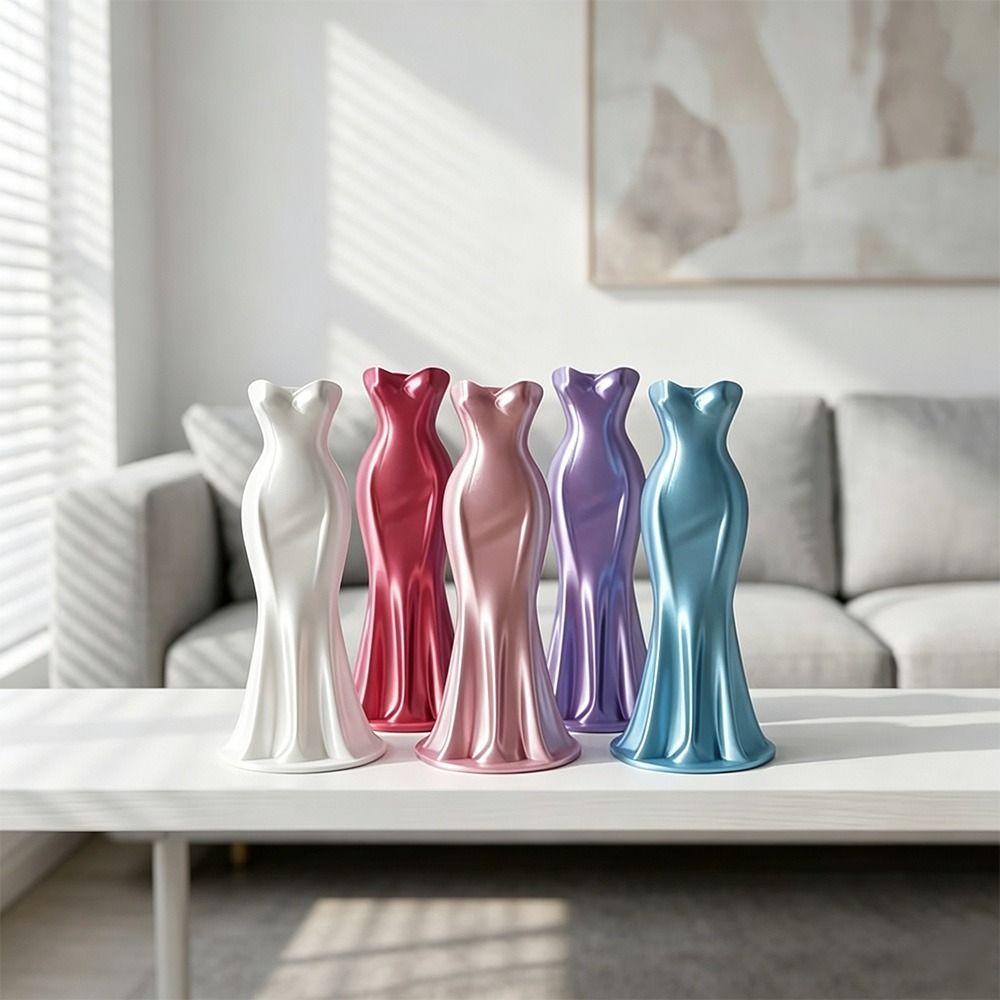Gown-Shaped Elegant Dress Vase Twisted Design Decorative Vase  Home Desktop Decorations