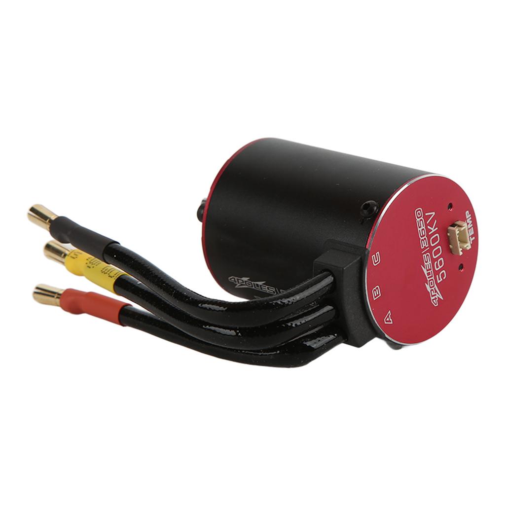 3650 5600KV Brushless Motor 4 Pole Supersonic Brushless Motor with Temperature Sensor for 1 8 1 10 Remote Control Cars