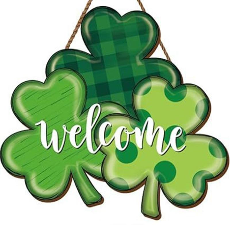 Shamrock Decoration For Patrick's Day Parties With Wooden Frame And Green Leaf Festival Spring Accessory