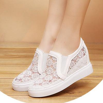 Fashion Comfortable Women Loafers Shoes Lace Slip On Walking Shoes White Sneakers Casual Shoes Ballet Flats Platform Shoeshj76