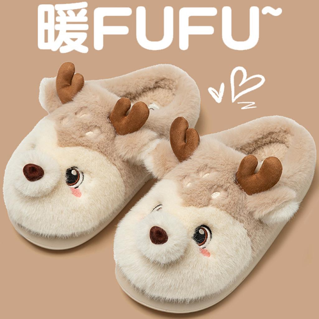 Ear Dog Cotton Slippers 2025 New Indoor Home Cute Warm Non-slip Plush Cotton Mop