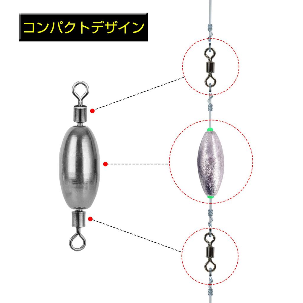 AMYSPORTS Texas Sinker Fishing Sinker with for Hole Shackle and More Barrel, #2 (2.1g), 15-Piece Set, Fishing, Fishing, Eging, Rockfish,