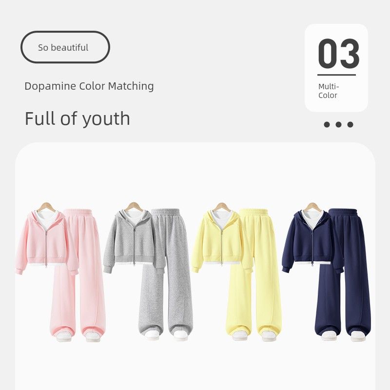 Hello Kitty Girls' Spring Outfit 2026 New Navy Blue Fashionable Sports Two-Piece Set Children's Clothing Spring