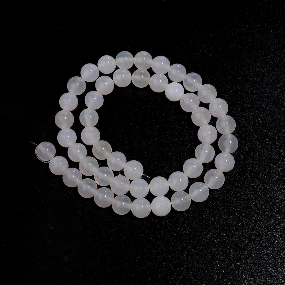 4/6/8/10/12mm Natural White Chalcedony Stone Beads Round Loose White Jade Stone Beads For Jewelry Making DIY Bracelet Necklace