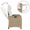 Garden Armchair with Side Table Adjustable Beige Poly Rattan