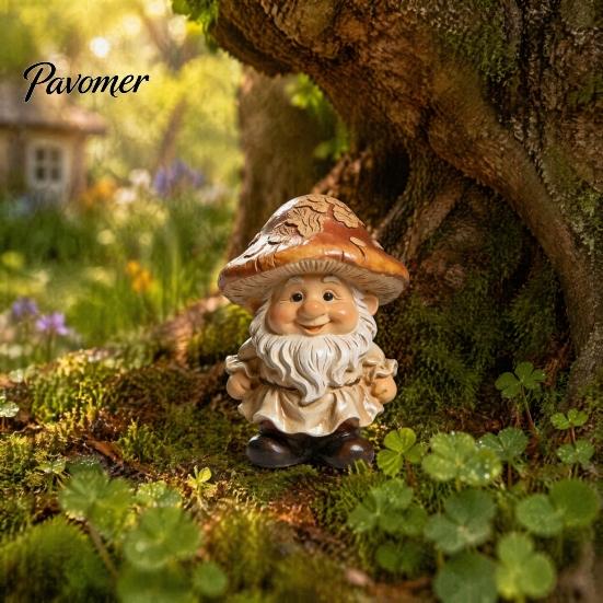 Niedliche Wichtelskulptur für Blumentöpfe, Pilzkappen-Statue, Harz-Gartenfigur, Retro Einzigartiges Einweihungsgeschenk Gärtner Terrasse Hof Innen