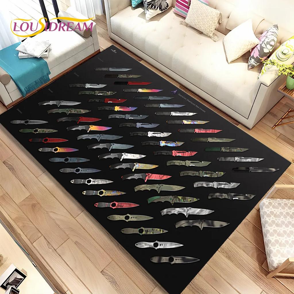 CS,knife,Swiss Knife Sword Games Area Rug,Carpet Rug for Home Living Room Children Bedroom Sofa Doormat Decor,Non-slip Floor Mat