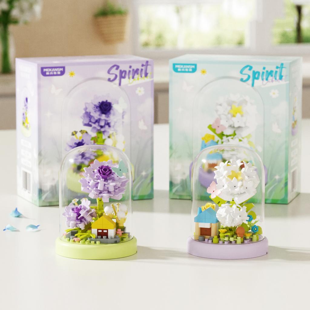 Bunte Mini-Blumen Haus Bausteine Mikro-Steine Pädagogisches Kinderspielzeug Geschenke für Weihnachten Neujahr Ornamente