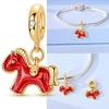 Dalarna Horse Charm 925 Silver Red Power Courage Loyalty Dignity Pendant Fit Bracelet New Year Gift Jewelry for Women