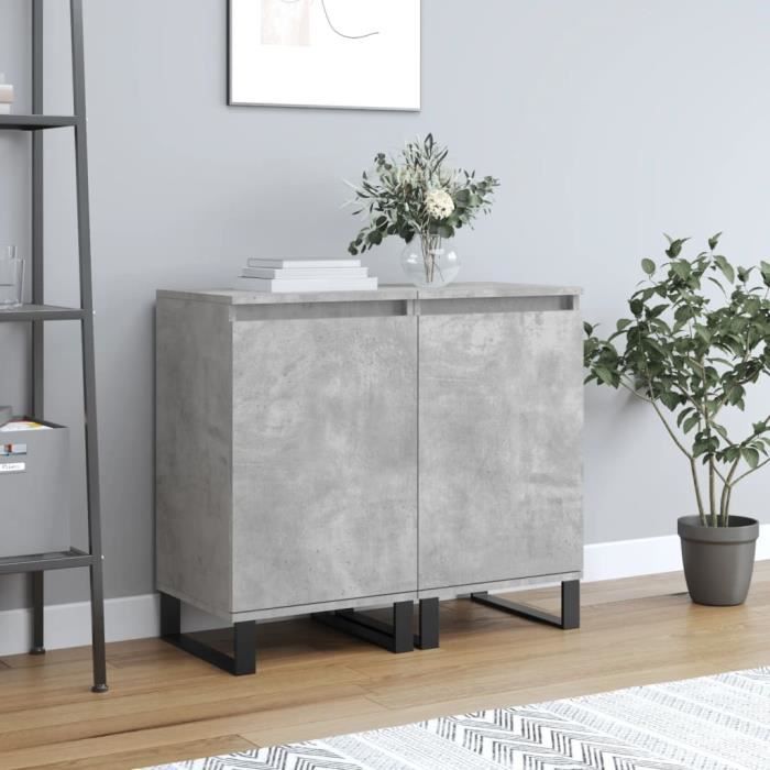 VidaXL Buffets 2 Pcs Concrete Grey 40x35x70 Cm Engineered Wood 831077