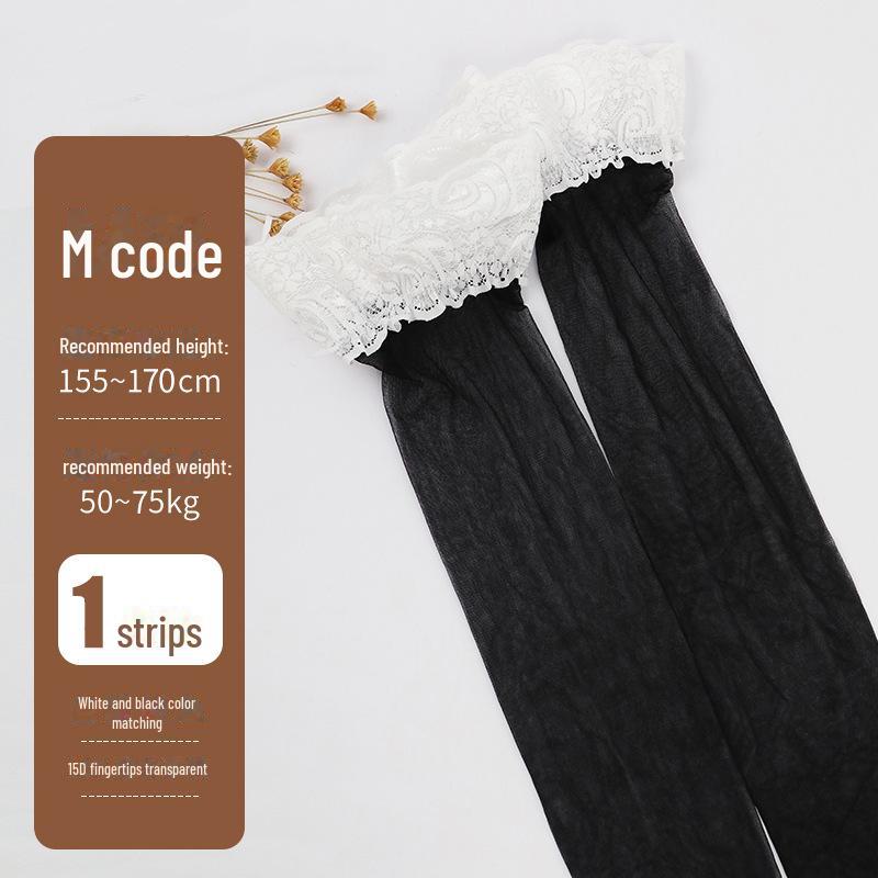 Fenna Women's Non-Slip Silk Lace Thigh-High Socks