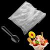 100pcs 7.5*2cm Disposable Flatware Spoons Plastic Disposable Clear Plastic Spoons   Jelly Pudding
